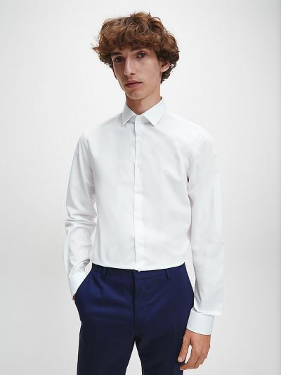 Calvin Klein Ruhák HU002965 | Calvin Klein Slim Poplin Stretch Férfi Ing Fehér